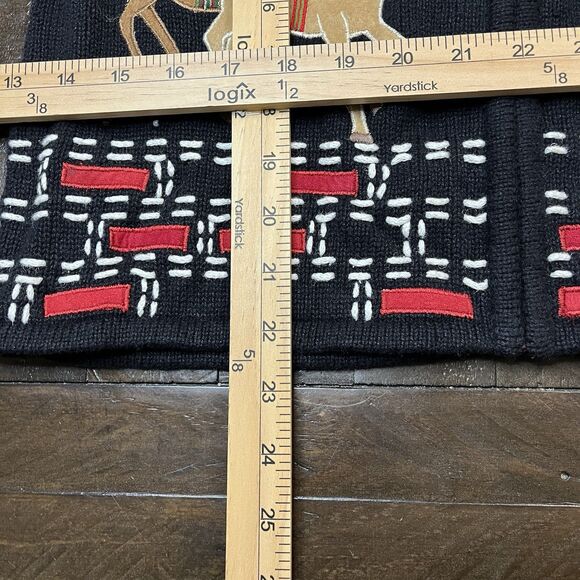 VTG Studio Joy Womens Large Ugly Christmas Sweater Vest Reindeer Embroidery Bead - Picture 3 of 5